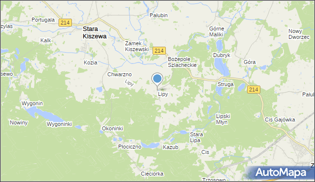 mapa Lipy, Lipy gmina Stara Kiszewa na mapie Targeo